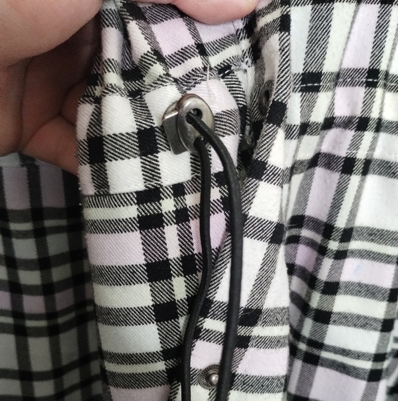 Torrid Flannel Hooded Anorak Coat Pink Ivory Black Plaid Jacket Women’s Size 0X - Picture 5 of 9